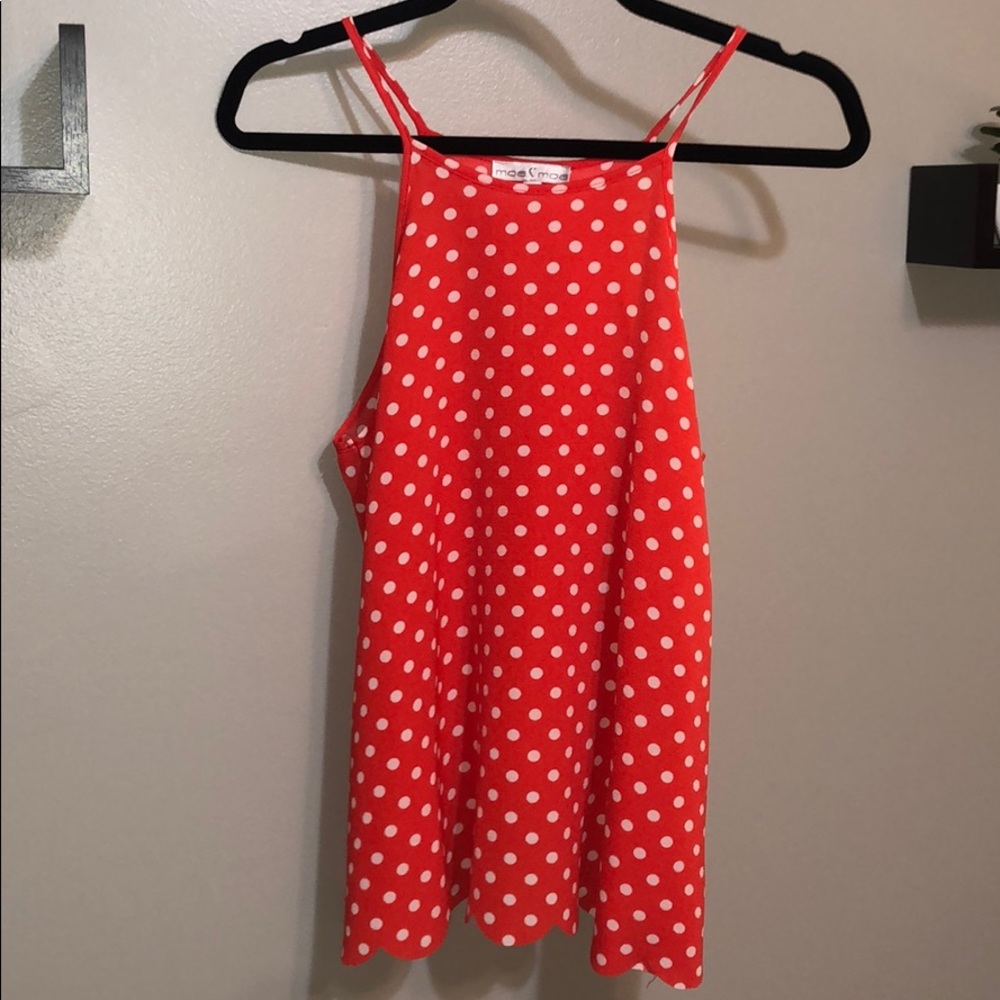 NWOT Pink Polka Dot Open Back Tank Top